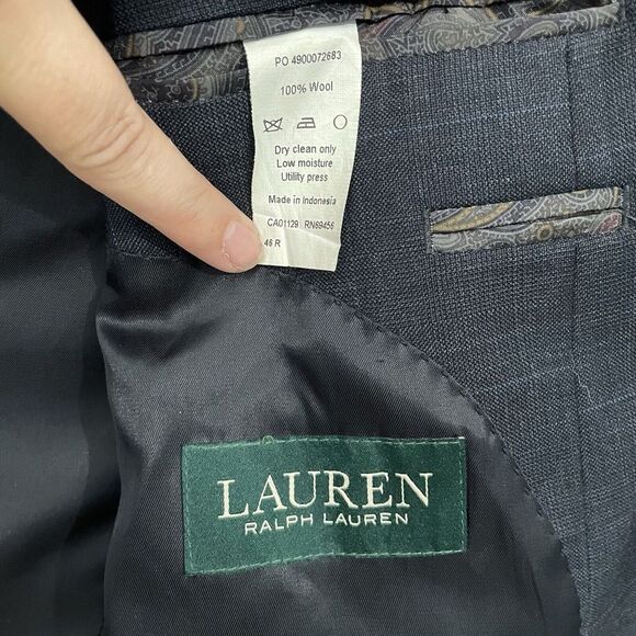 Lauren Ralph Lauren Blazer Suit Jacket Mens 46R Wool‎ Single Breasted Two Button - Picture 5 of 11